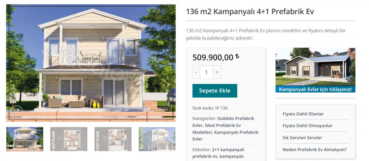 4+1 136 metrekare prefabrik ev fiyatı ne kadar?