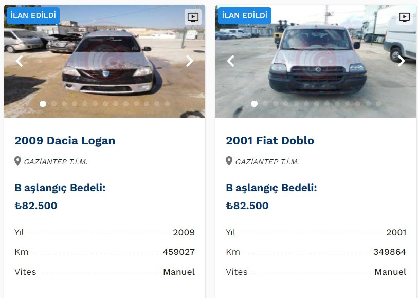 Dacia Logan ve Fiat Doblo 82.500 TL'ye satışta! Ticaret Bakanlığı tek fiyatla ikinci el araç satıyor