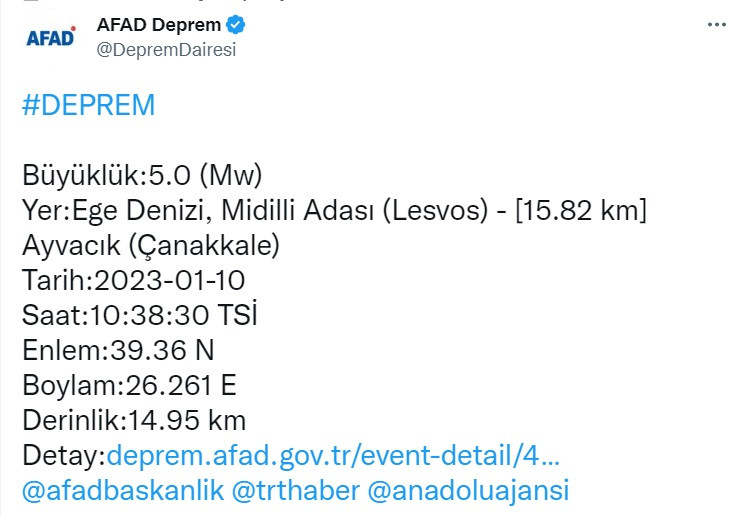 AFAD'dan Ege'de 5 şiddetinde deprem açıklaması!