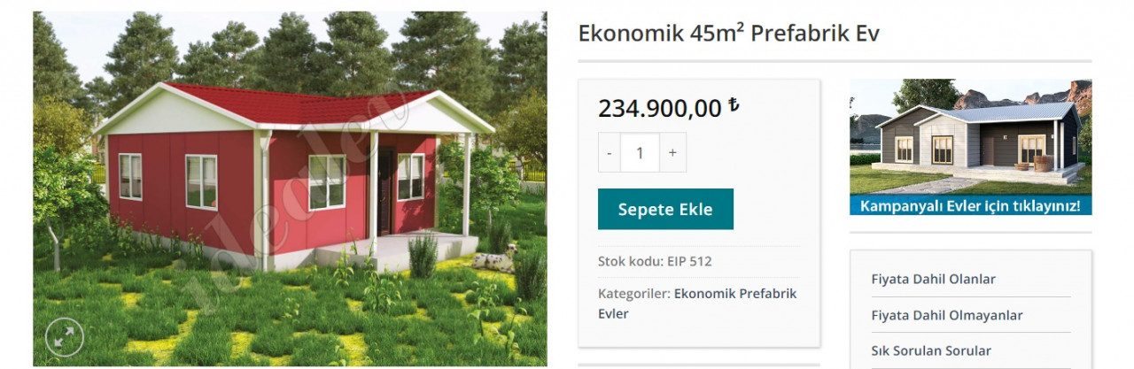 Peşinatsız, 1.450 TL taksitle 2+1 prefabrik ev kampanyası!