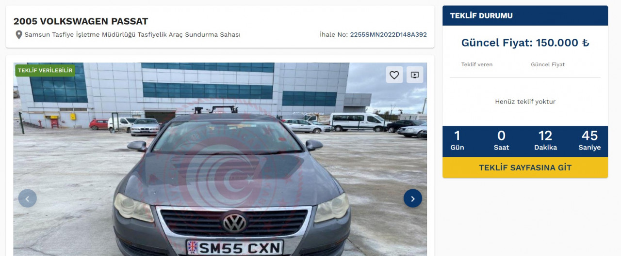 131 Bin TL'ye Volkswagen Passat! Devlet satışa çıkardı!