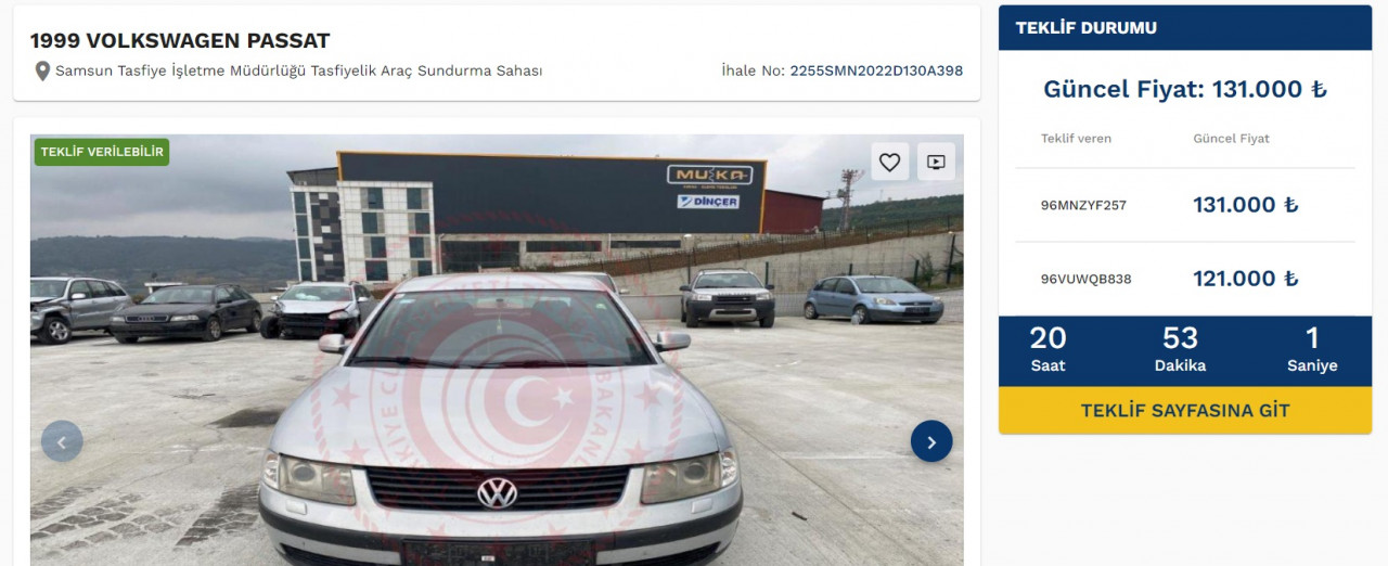 131 Bin TL'ye Volkswagen Passat! Devlet satışa çıkardı!