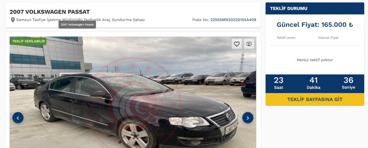 131 Bin TL'ye Volkswagen Passat! Devlet satışa çıkardı!