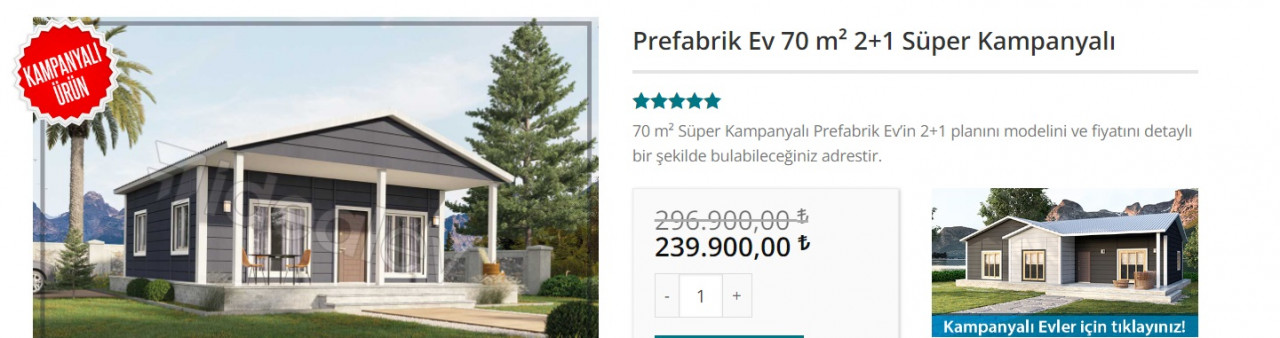 Prefabrik evde Şubat kampanyası! 70 metrekare 2+1 ev 39.900 TL!