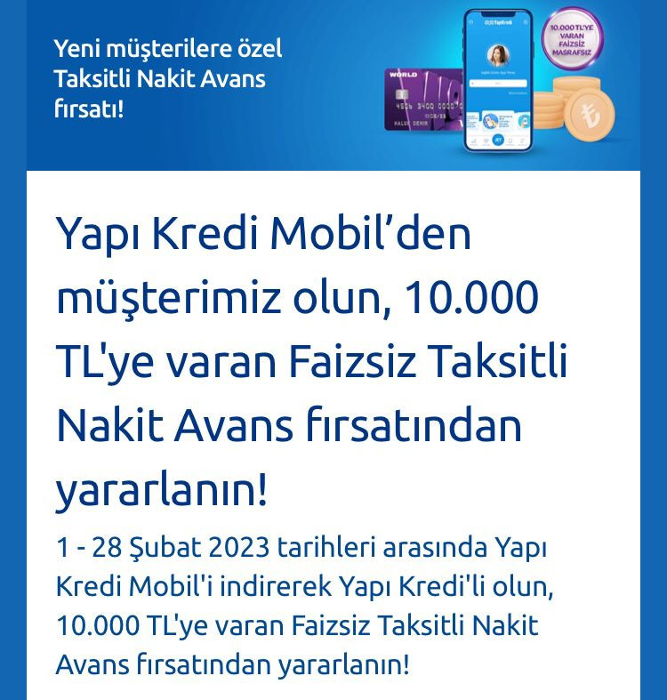 Faizsiz kredi arayanlara güzel haber! Yapı Kredi faizsiz 10 bin TL kredi veriyor