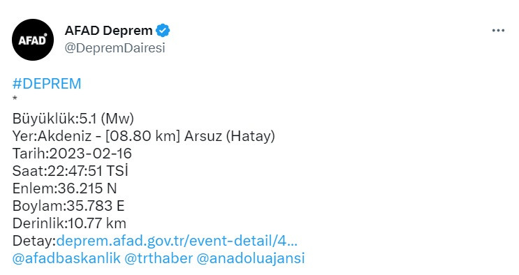 AFAD açıkladı, yeni deprem! Hatay Arsuz şiddetli sallandı!