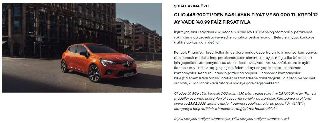 Renault mest edecek fırsatı duyurdu! 4.510 TL taksit ödeyene gıcır gıcır 2023 model sıfır Clio