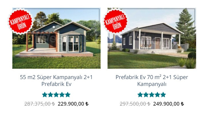 Prefabrik evde süper kampanya! 55 metrekare ev 229 Bin TL, 70 metrekare ev 249 Bin TL!