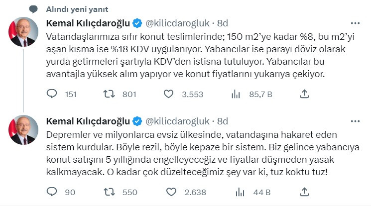 Kemal Kılıçdaroğlu'ndan seçim vaadi! Yabancıya konut satışı 5 yıl yasaklanacak!