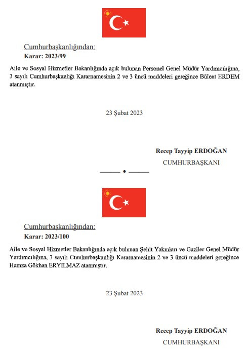 24 Şubat tarihli atama kararnamesi! 3 bakanlıkta görevden alma ve yeni atama kararları