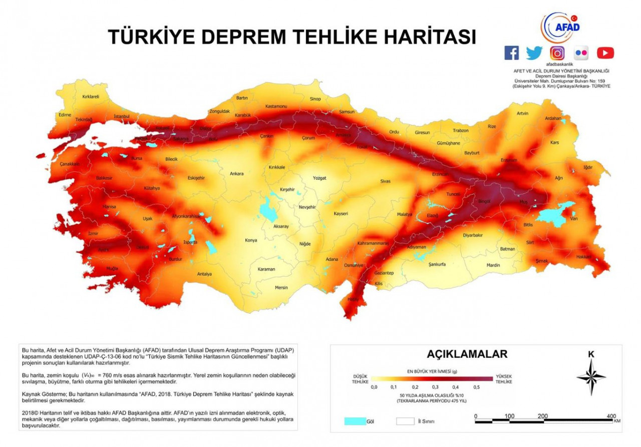 MTA yenilenmiş diri fay hattı haritası! En riskli ve en güvenli iller güncellendi!