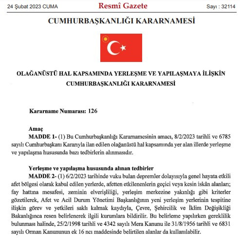 11 ilde Yerleşme ve Yapılaşmaya İlişkin Cumhurbaşkanlığı Kararnamesi yayımlandı!