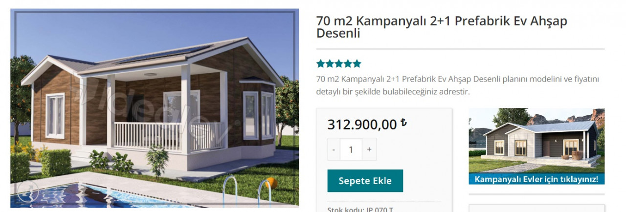 2+1 prefabrik ev 312.900 TL! 200 Bin TL'sini devlet ödüyor!