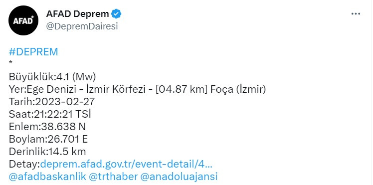 İzmir'de deprem! AFAD açıklama yaptı!