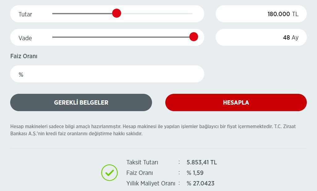 180 Bin TL 2. el taşıt kredisi! Ziraat Bankası taksit tablosunu yayınladı!