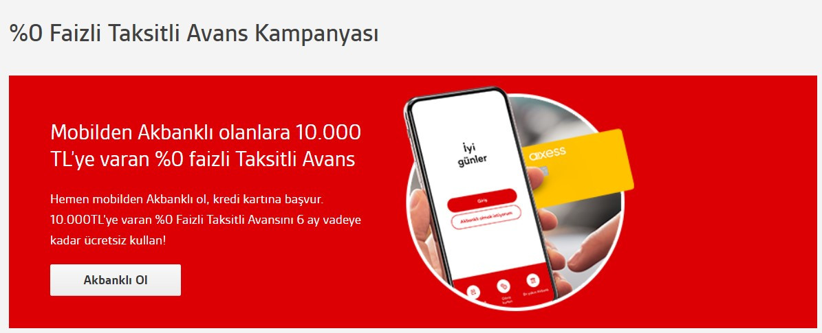 İlk kez Akbank'lı olanlara faizsiz 10.000 TL borç para!