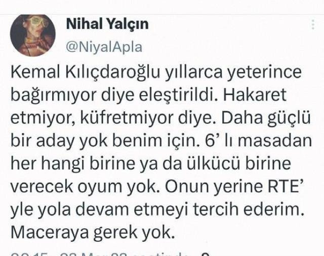 Oyuncu Nihal Yalçın: Erdoğan'a oy veririm!