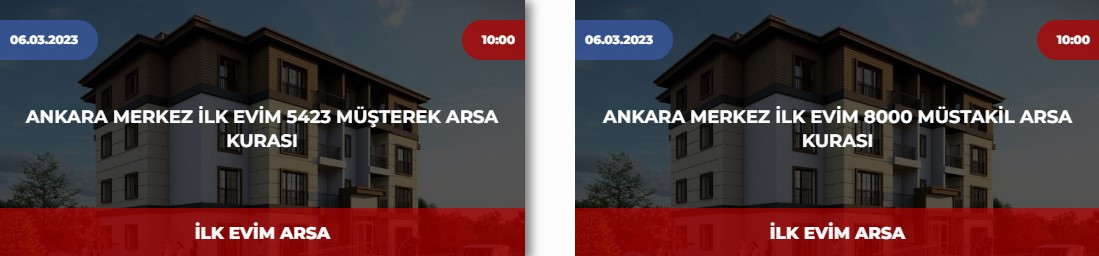 6 Mart 2023 TOKİ İlk Evim Arsa Ankara müşterek müstakil arsa kurası asıl ve yedek isim listesi
