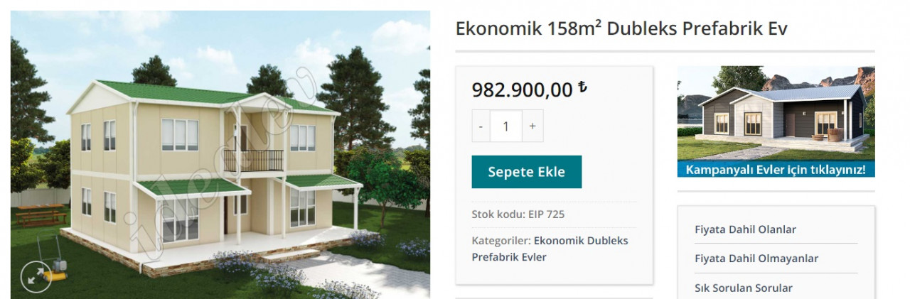 158 metrekare villa tipi, çift katlı prefabrik ev kampanyalı fiyatı!