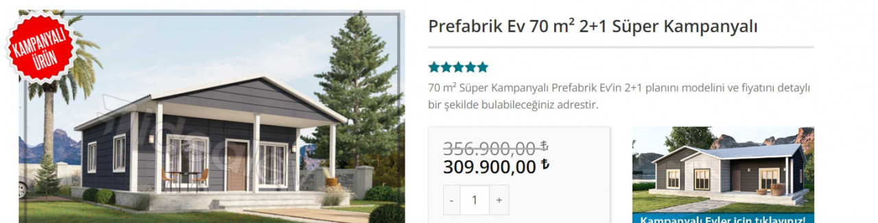 Prefabrik evde 47 Bin TL indirim! 2+1 müstakil ev kampanyası!