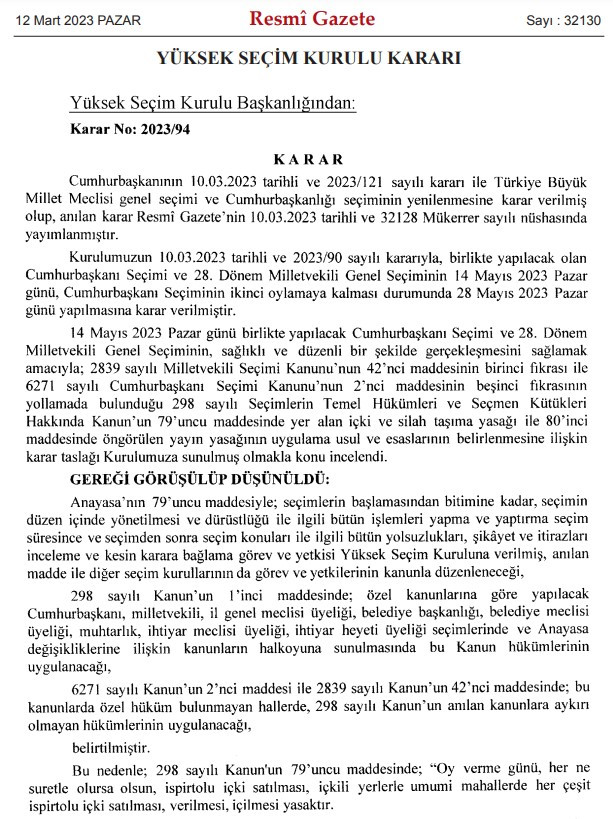 YSK'nın 2023 seçim kararları ve yasakları Resmi Gazete ile yayımlandı!