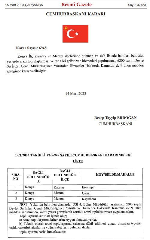 Gümüşhane Bayburt ve Konya illeri için DSİ arazi toplulaştırma kararı aldı