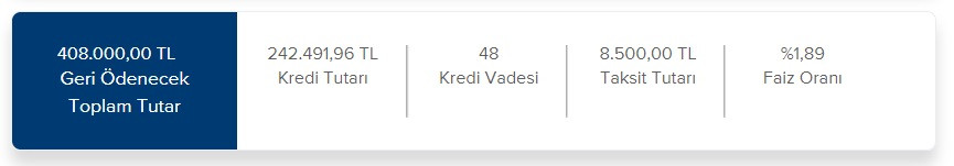 İş Bankası 8.500 TL taksitle ne kadar taşıt kredisi veriyor?