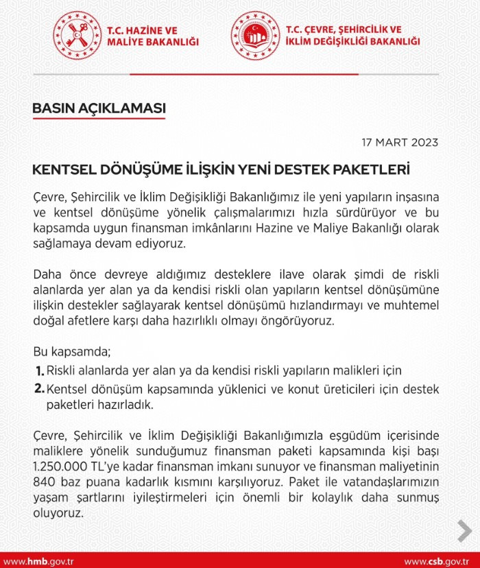 0.84 faiz destekli Kentsel dönüşüm konut kredisi paketi açıklandı!