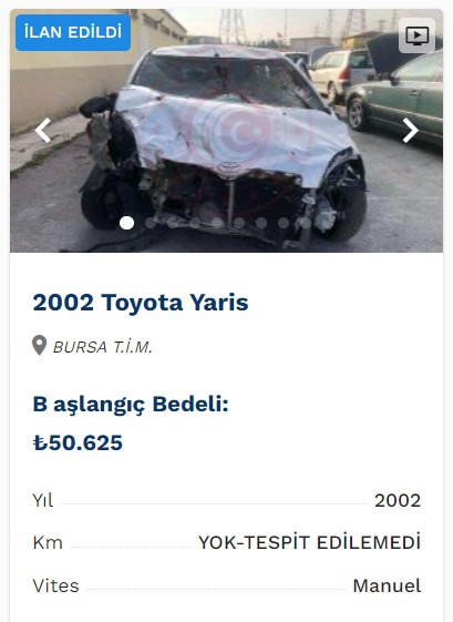 Toyota Yaris 50 Bin TL, Opel Astra 90 Bin TL! Devletten sudan ucuz ikinci el otomobiller!