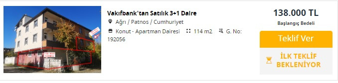 Vakıfbank'tan fırsat ilanları! 55 Bin TL'ye dükkan, 155 Bin TL'ye konut satılacak!