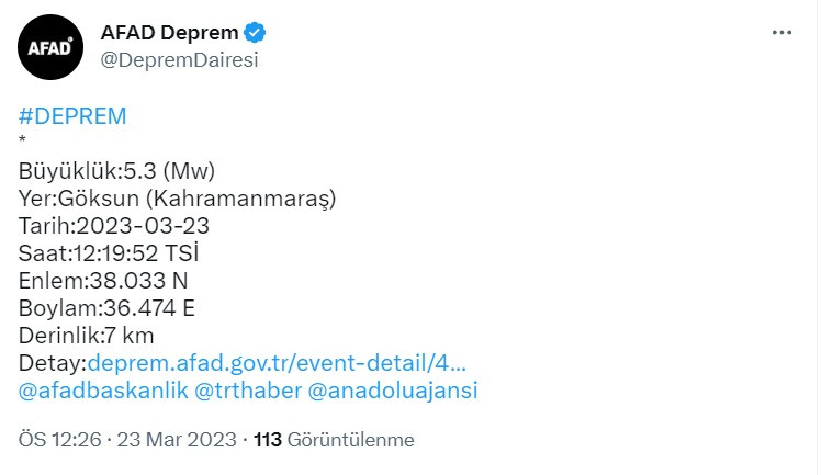 AFAD son dakika deprem açıklaması! Kahramanmaraş şiddetli sallandı!