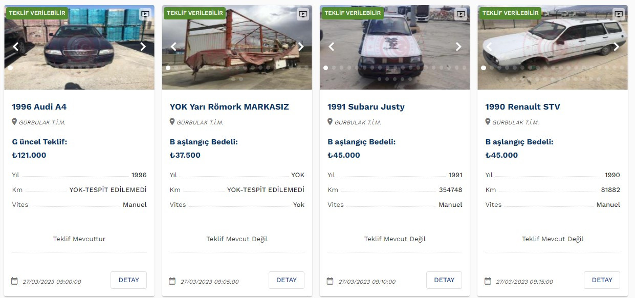 Ticaret Bakanlığı ikinci el araç satıyor! 121 bine Audi A4 Renault Peugeot Fiat Ford yok yok