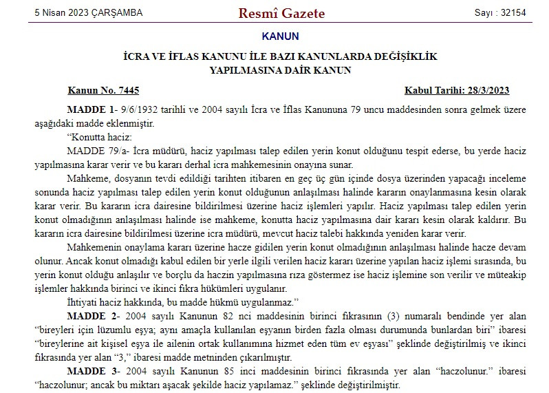 Resmi Gazetede yayınlandı! Konutlarda haciz artık böyle yapılabilecek!