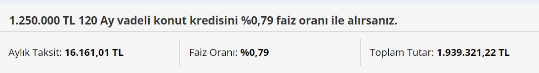 0,79 faizli kentsel dönüşüm kredisi! 1 Milyon 250 Bin TL kredinin taksit tablosu belli oldu!