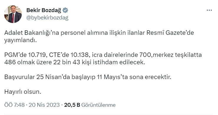 Adalet Bakanlığı 22.043 personel alımı yapacak! Hangi kadrolara kaç kişi alınacak?