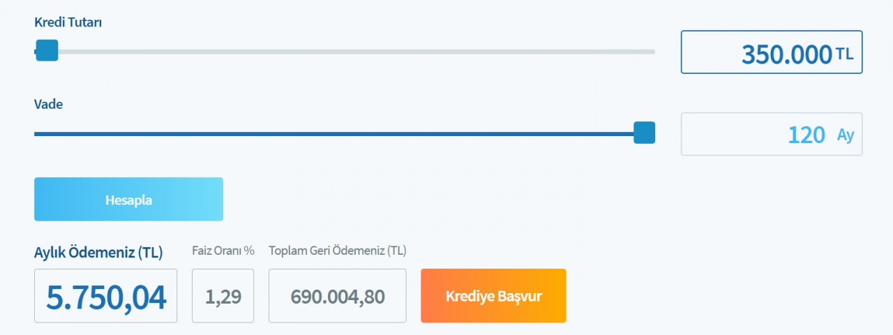 Halkbank 2. el konut kredisi desteği! 350 Bin TL için kampanyalı taksit hesaplaması!