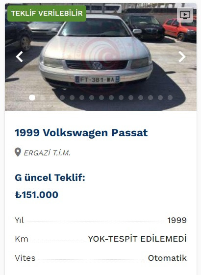 Ticaret Bakanlığı satışa çıkardı! Volkswagen Passat 151.000 TL, Renault Megane 172.000 TL!